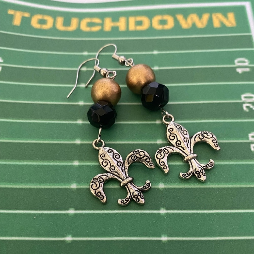 Handmade beaded earrings with charm